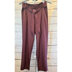 TOMMY HILFIGER Women Burgundy Belted Cropped Pants Size XL MSRP $69